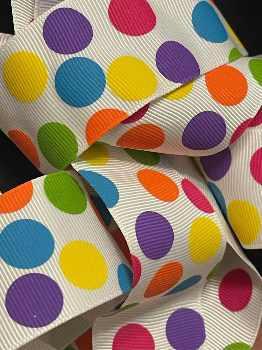 1.5” printed grosgrain Ribbon NEW 5 yards yds colorful funky crazy polka dots
